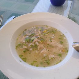 Lunch - chicken soup with peas I added the accompaniments. Lunch - chicken soup with peas I added the accompaniments.