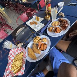 Cuzinz The Southern Soul Bistro - Appetizers: fried pickles and soul rolls. Entrees: Fried catfish w/ candied yams and mac, chicago style bbq rib tips