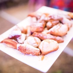 Pacific Harvest Catering - Late night snack of beignets with caramel sauce