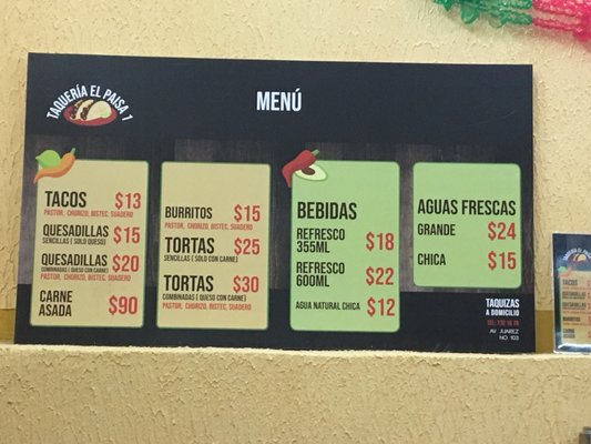Menu photo 2 El Paisa 2 Guanajuato, GUA
