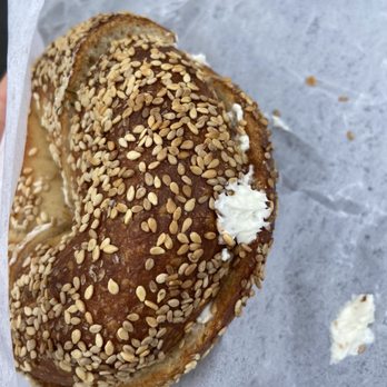 Pearl's Bagels & Bakery - Sesame bagel with cream cheese - Bagels Near Me - Albany, New York Pearl's Bagels & Bakery - Sesame bagel with cream cheese - Bagels Near Me - Albany, New York