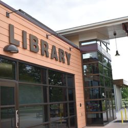 Erie Community Library - Main library entrance, exterior