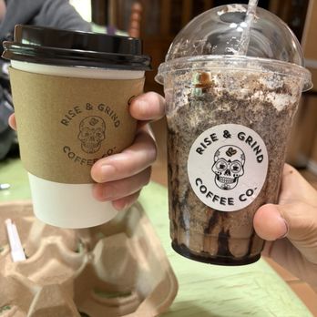 Rise and Grind Coffee - Salted caramel latte and cookies and creme frappe - Coffee & Tea Near Me - Taft, Texas Rise and Grind Coffee - Salted caramel latte and cookies and creme frappe - Coffee & Tea Near Me - Taft, Texas