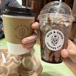 Salted caramel latte and cookies and creme frappe