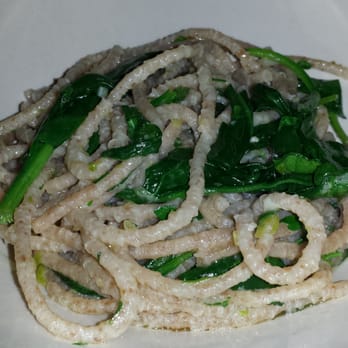 Bar Agricole - Whole wheat bigoli with spinach, green garlic and anchovies ($12 small portion) - Bars Near Me - San Francisco, California Bar Agricole - Whole wheat bigoli with spinach, green garlic and anchovies ($12 small portion) - Bars Near Me - San Francisco, California