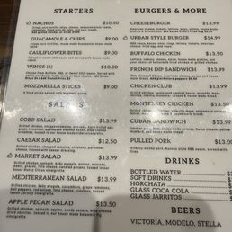 Front page of the menu