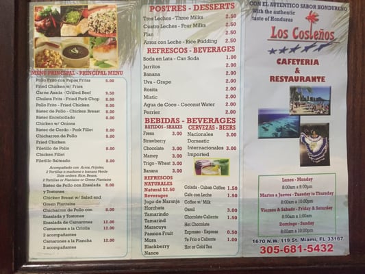 Menu photo 2 Los Costenos Restaurant Miami, FL
