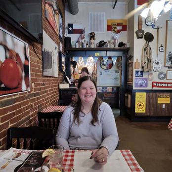 Jorg's Cafe Vienna - My wife enjoying the ambiance - German Near Me - Plano, Texas