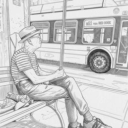 Artist drawing in his sketchbook at the open entrance to Principals GI Coffee House Artist drawing in his sketchbook at the open entrance to Principals GI Coffee House
