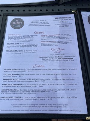 Menu photo 5 Pat and Gracie's Columbus, OH