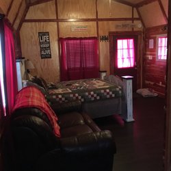 Rocky Top Winery - The front door, bed, couch.