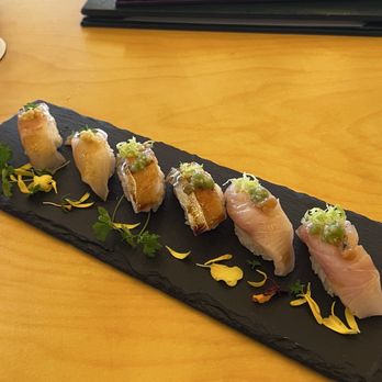 Aya Sushi - Ishigaki dai Nagiri, shima aji nigiri, hiramasa nigiri - Japanese Near Me - Bellaire, Texas Aya Sushi - Ishigaki dai Nagiri, shima aji nigiri, hiramasa nigiri - Japanese Near Me - Bellaire, Texas