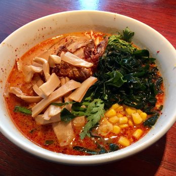 Ramen Parlor - Spicy miso ramen with soft shell crab, crab, and sliced pork. Corn, fresh seaweed, and bamboo shoots. Medium spice. Phenomenal! - Ramen Near Me - San Mateo, California