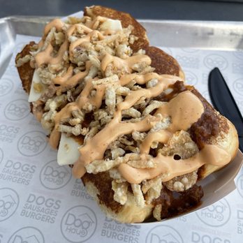 Dog Haus Biergarten - Chili the kid hotdog - Burgers Near Me - Austin, Texas Dog Haus Biergarten - Chili the kid hotdog - Burgers Near Me - Austin, Texas