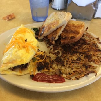 Nick's Cafe - Spring St. Omellete with hashbrown and sour dough bread - Diners Near Me - Los Angeles, California Nick's Cafe - Spring St. Omellete with hashbrown and sour dough bread - Diners Near Me - Los Angeles, California