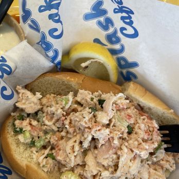 Splash Cafe - Not a single piece of lobster in this lobster roll. All imitation crab - American Near Me - Pismo Beach, California Splash Cafe - Not a single piece of lobster in this lobster roll. All imitation crab - American Near Me - Pismo Beach, California