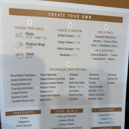 Build your own menu Build your own menu