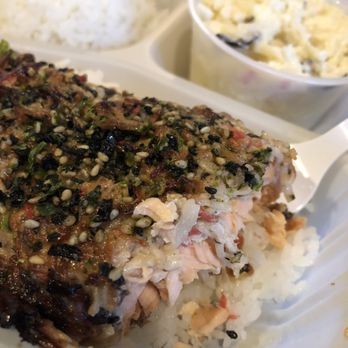 Legacy Grindz - Stuffed Salmon with potato salad $15 - Food Trucks Near Me - Kapolei, Hawaii