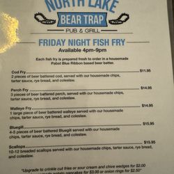 North Lake Bear Trap - Menu