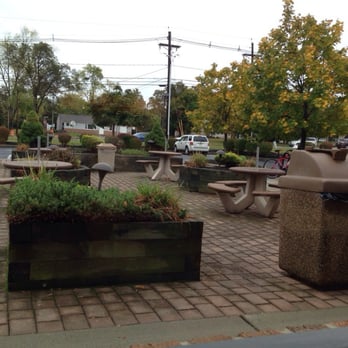 Wendy's - a picnic area in the middle of a parking lot - Burgers Near Me - Hillsborough, New Jersey