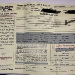 Power Pro Electric and Solar - Estimate for service- $450