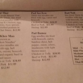Thai Cortez - A few of their choices. - Thai Near Me - Cortez, Colorado