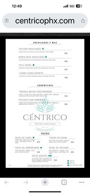 Menu photo 8 Centrico Phoenix, AZ
