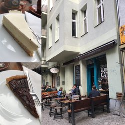 Katie's Blue Cat - NY cheesecake and pecan pie, right: storefront, not the best cake but decent. 2 cakes and 2 cappuccinos are around $11