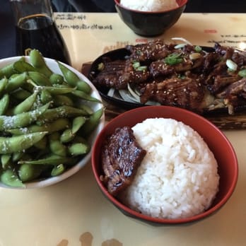 Umami Grill and Sushi - Kalbi Beef, Rice, and Edamame Beans. - Japanese Near Me - Magnolia, Texas Umami Grill and Sushi - Kalbi Beef, Rice, and Edamame Beans. - Japanese Near Me - Magnolia, Texas