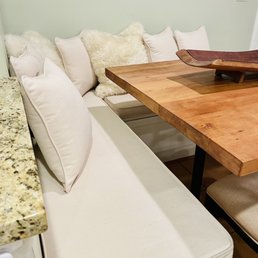 Custom cushions and matching pillows by Johnny.