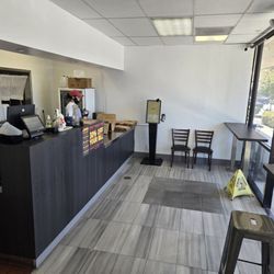 The front entrance and seating area.