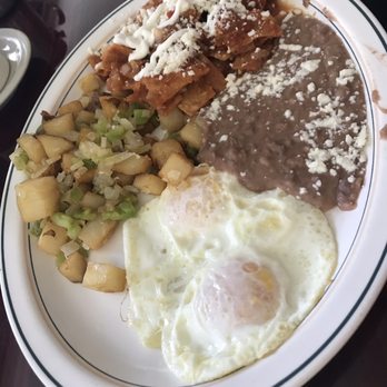 Flo's Coffee Shop - Chilequilas with beans , potatoes, & two sunny side up eggs. - Diners Near Me - El Monte, California Flo's Coffee Shop - Chilequilas with beans , potatoes, & two sunny side up eggs. - Diners Near Me - El Monte, California