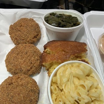 Sal's Gumbo Shack - Croquettes with corn bread, greens & Mac&Cheese - Seafood Near Me - Long Beach, California Sal's Gumbo Shack - Croquettes with corn bread, greens & Mac&Cheese - Seafood Near Me - Long Beach, California