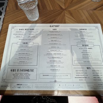 GATSBY - Brunch menu - Cocktail Bars Near Me - Washington, DC, District of Columbia