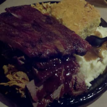 KC's Rib Shack - Four way combo double Texas brisket, ribs, pulled pork w/ mashed and gravy and dirty rice. - Barbeque Near Me - Manchester, New Hampshire KC's Rib Shack - Four way combo double Texas brisket, ribs, pulled pork w/ mashed and gravy and dirty rice. - Barbeque Near Me - Manchester, New Hampshire