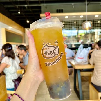 Thumbling - mango passion fruit green tea w/ boba ($5) - Shanghainese Near Me - West Covina, California