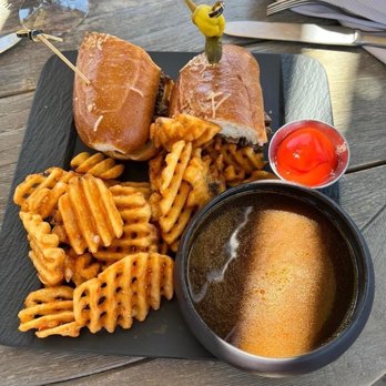 Brooks' Bar & Deck - Beef sandwich , fries , dip for sandwich - Sports Bars Near Me - Stateline, Nevada