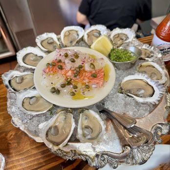 Found Oyster - Sicilian Crudo (small) with a dozen oysters. - Seafood Near Me - Los Angeles, California