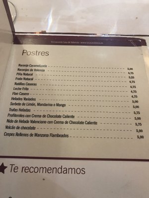 Menu photo 3 Casa de Valencia Madrid, M