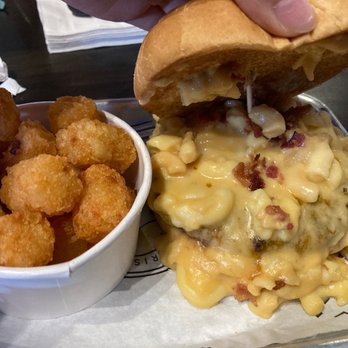 Gulf Coast Burger - Mac and Cheese Burger with Tater Tots - Burgers Near Me - Panama City Beach, Florida Gulf Coast Burger - Mac and Cheese Burger with Tater Tots - Burgers Near Me - Panama City Beach, Florida