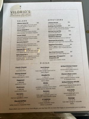 Menu photo 1 Vilorio’s Bar & Bistro North Attleborough, MA Menu photo 1 Vilorio’s Bar & Bistro North Attleborough, MA