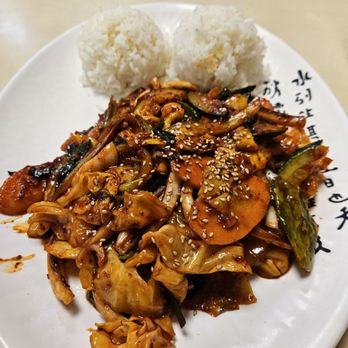Sadies BBQ Inn - Mild spicy squid with mixed vegetables - Korean Near Me - Pearl City, Hawaii Sadies BBQ Inn - Mild spicy squid with mixed vegetables - Korean Near Me - Pearl City, Hawaii
