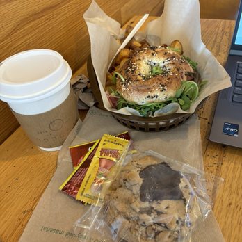 WoodGrain Bagels & Deli - Woodsman + Ham + potatoes + Americano (12oz) + Cookie = delicious and soooo filling! - Bagels Near Me - Boulder, Colorado WoodGrain Bagels & Deli - Woodsman + Ham + potatoes + Americano (12oz) + Cookie = delicious and soooo filling! - Bagels Near Me - Boulder, Colorado