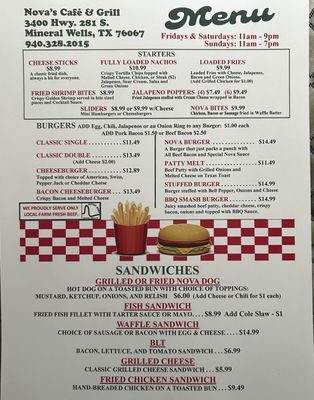 Menu photo 1 Novas Cafe & Grill Mineral Wells, TX Menu photo 1 Novas Cafe & Grill Mineral Wells, TX