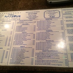 Chez Papa d'Asie - Menu
