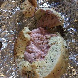 Rich's Daily Grindz & Bagel - Worst bagel I've ever had. $5 w cream cheese, not even toasted. Dry, horrible, and for some reason cut into multiple pieces.
