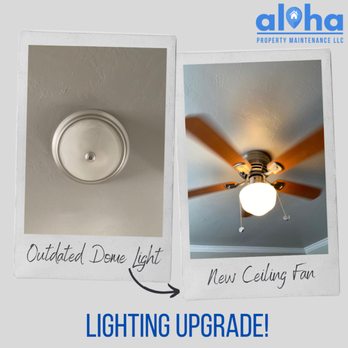 Aloha Property Maintenance - Unhappy with your builder grade light fixtures? Let us upgrade them or install a ceiling fan for you like this customer wanted! - Handyman Near Me Aloha Property Maintenance - Unhappy with your builder grade light fixtures? Let us upgrade them or install a ceiling fan for you like this customer wanted! - Handyman Near Me