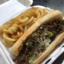 Great Wraps - Philly cheesesteak and curly fries w/ season salt.