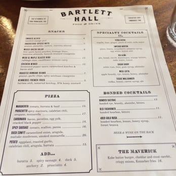 Bartlett Hall - Menu - Breweries Near Me - San Francisco, California Bartlett Hall - Menu - Breweries Near Me - San Francisco, California