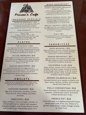 Menu photo 2 Primo’s Cafe Conifer, CO